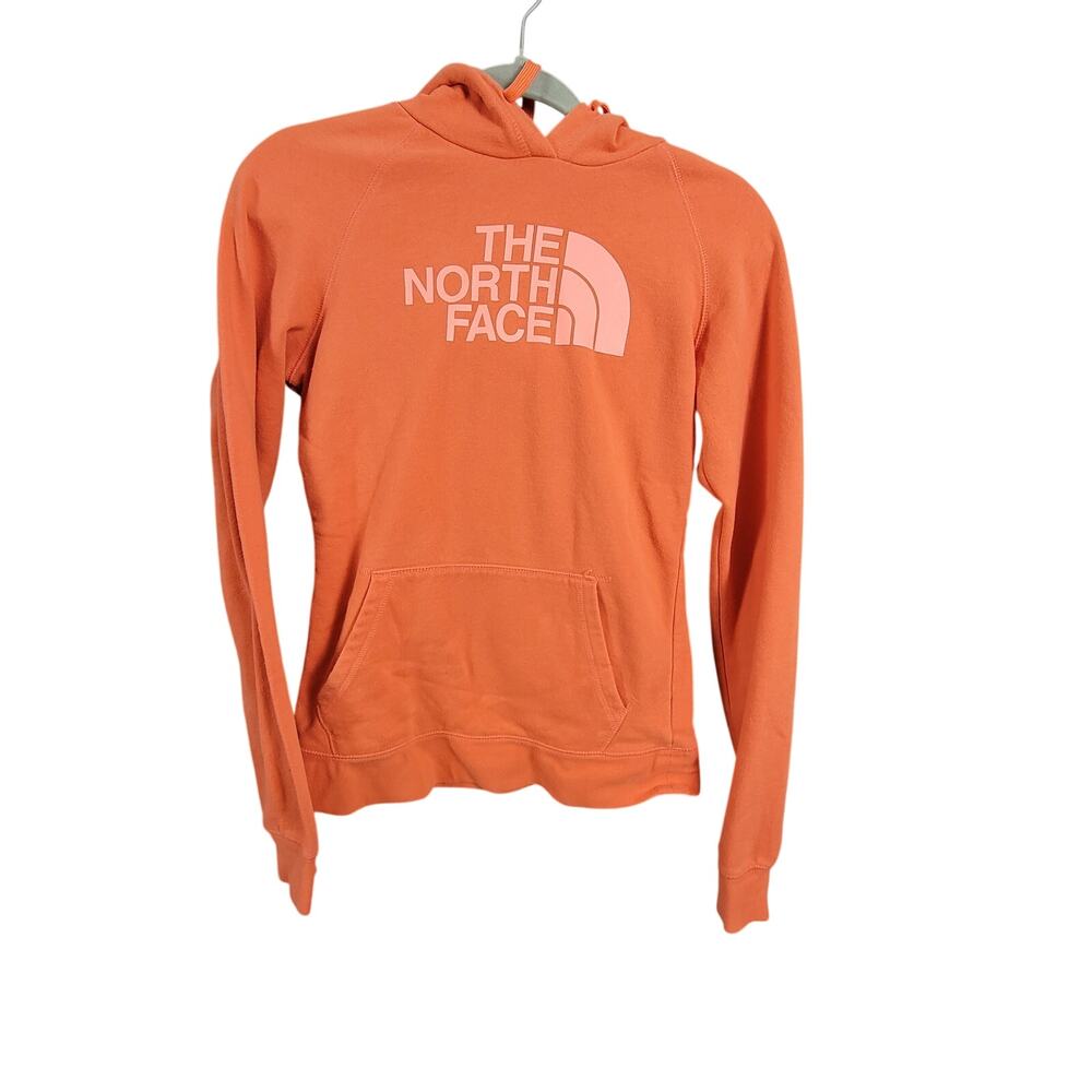 The North Face Half Dome Pullover Hoodie Women's Small Orange Preowned 315